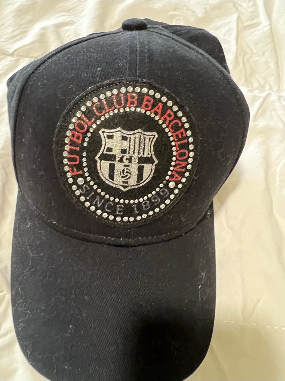 Source Unknown Black FC Barcelona Embellished Baseball Cap